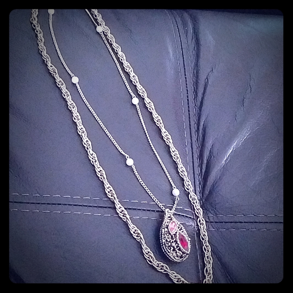 Double necklaces costume jewelry